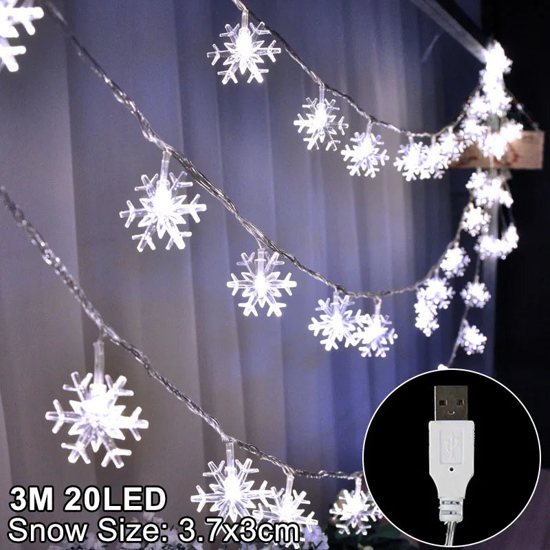 Snowflake LED Light Christmas Decorations For Home Hanging Garland Christmas Tree Decor Ornament 2025 Navidad Xmas Gift New Year