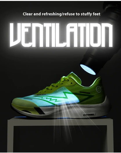 Real carbonboard racing running shoes couple's ultra-light cushioning sneakers men's thin mesh walking shoes