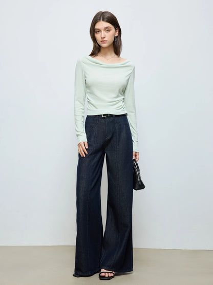 Women's Slim Fit Wool Blend Long Sleeve Top – Spring Office Style