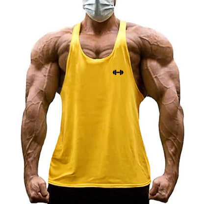Gym Bodybuilding Stringer Y-back Tank Tops Mens Fitness Sleeveless Cotton Breathable T-Shirt Summer Cool Workout Muscle Vests