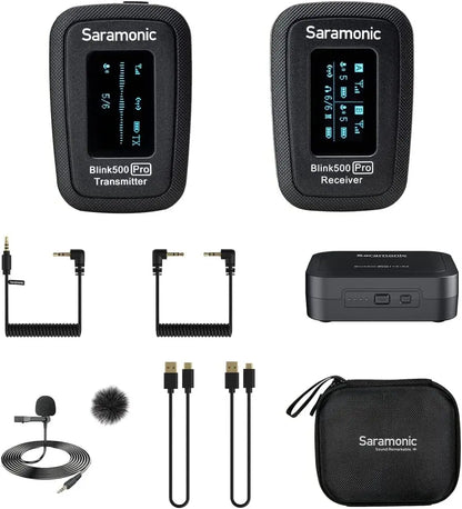 Saramonic Blink500 Pro Wireless Lavalier Microphone for iPhone Android PC Computer DSLR Cameras Youtube Recording Streaming Vlog