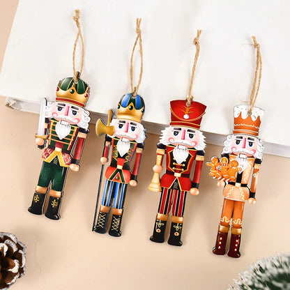 12Pcs Wooden Nutcracker Soldier Pendant Xmas Tree Hanging Ornament 2024 Christmas Decoration for Home Navidad 2025 New Year Gift