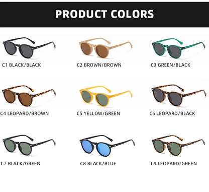 Retro Round Sunglasses Men Women Fashion Small Polarized Sun Glasses For Male Female Literary Vintage Shades Driving Eyeglasses