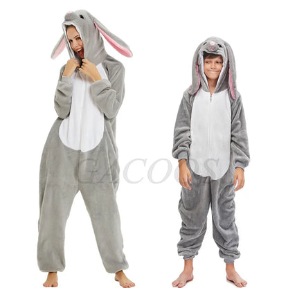 Adult Kids Kigurumi Unicorn Pajamas Cartoon Rabbit Costumes Pajamas For Women Unicornoio Sleepwear Winter Panda Lion Pig Onesies