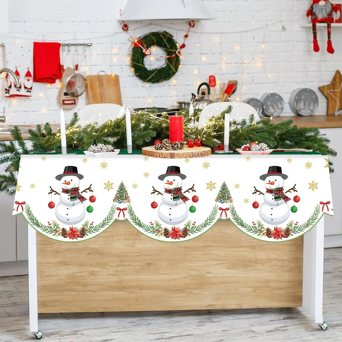 Christmas Santa Snowman Fireplace Mantel Scarf Christmas Decorations for Home 2025 Living Room Xmas Navidad New Year Gifts 2026