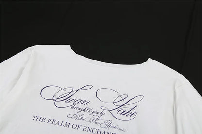 Casual Relax Woman T-shirt Letter 2025 Women Oversized One Shoulder Tops Versatile Street Atmosphere Style Fashionable Tops