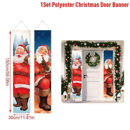 Merry Christmas Door Banner Decoration 2025 Christmas Decor for Home Xmas Hanging Ornaments Navidad Noel Gifts New Year 2026