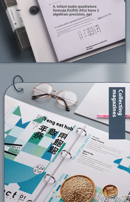 NONE Four Hole A4 Punched Binder 4-hole Folder Data Book Storage Book Clip Shell Insert Bag Paper Binding clip Office Notes