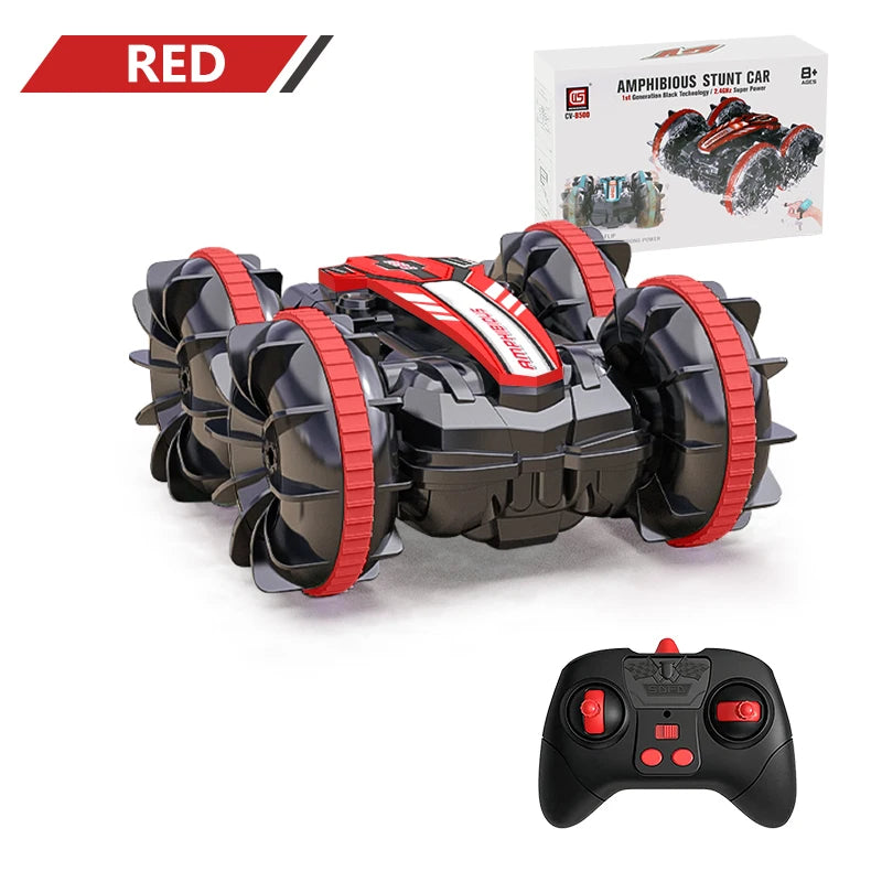 Remote Control Car 2.4G Rc Boat Waterproof Controlled Amphibious Stunt Car 4WD All Terrain Beach Pool Toys for Boys Girls Gift