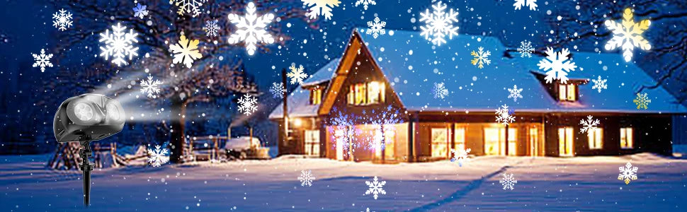 Christmas Projector Lights Outdoor, Snowflakes Projection Outside,Waterproof LED Landscape Christmas Light for Party Xmas light
