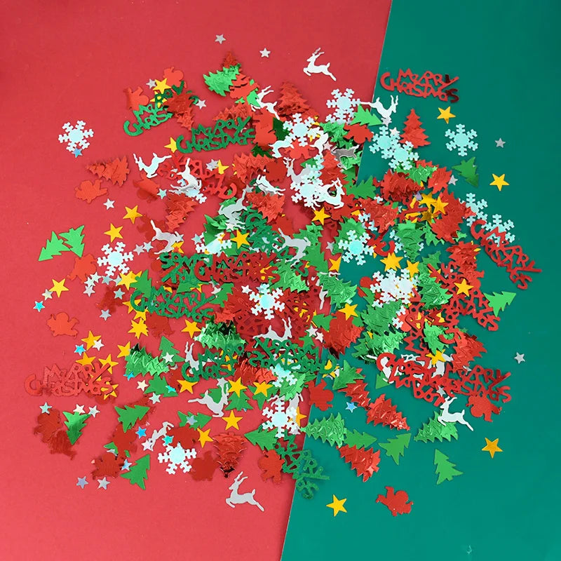 15g/bag Christmas Sequin Confetti Xmas Tree Snowflake Table Confetti 2024 Christmas Party Decoration for Home 2025 New Year Gift