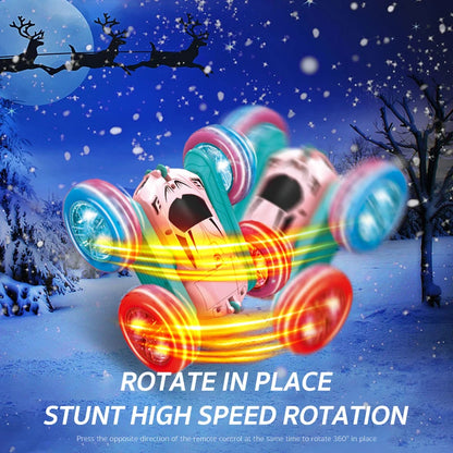 Remote control stunt car Light four-wheel drive double-sided swing arm rolling car Christmas children's toy remote control car