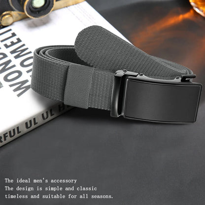 New Golf Sports Elastic Belt Tactical Belt Metal Automatic Buckle Tough Stretch Nylon Men Military Belt 115-135CM Big Size Belts