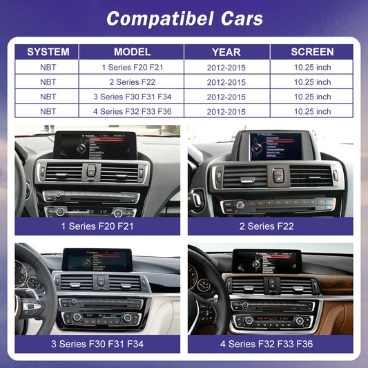 1920*720 Multimedia Touch Screen For BMW 1/2/3/4 Series F20/F21/F22/F30/F31/F33/F34/F36 Android Auto NBT System Wireless Carplay
