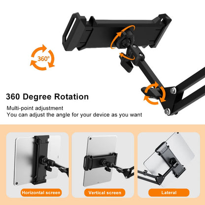 Tablet Stand Holder for Bed Rotatable Phone Stand for 4-12.9" iPad Pro Samsung Tab Xiaomi Pad Tablet Adjustable Holder Long Arm