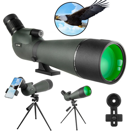 25-75x80 Zoom Spotting Scope with Tripod & Phone Mount
