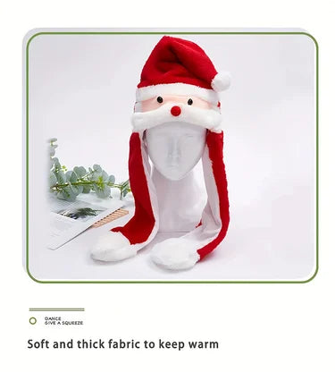 Creative Christmas Santa hat, reindeer pinch airbag, ears move, headband decoration