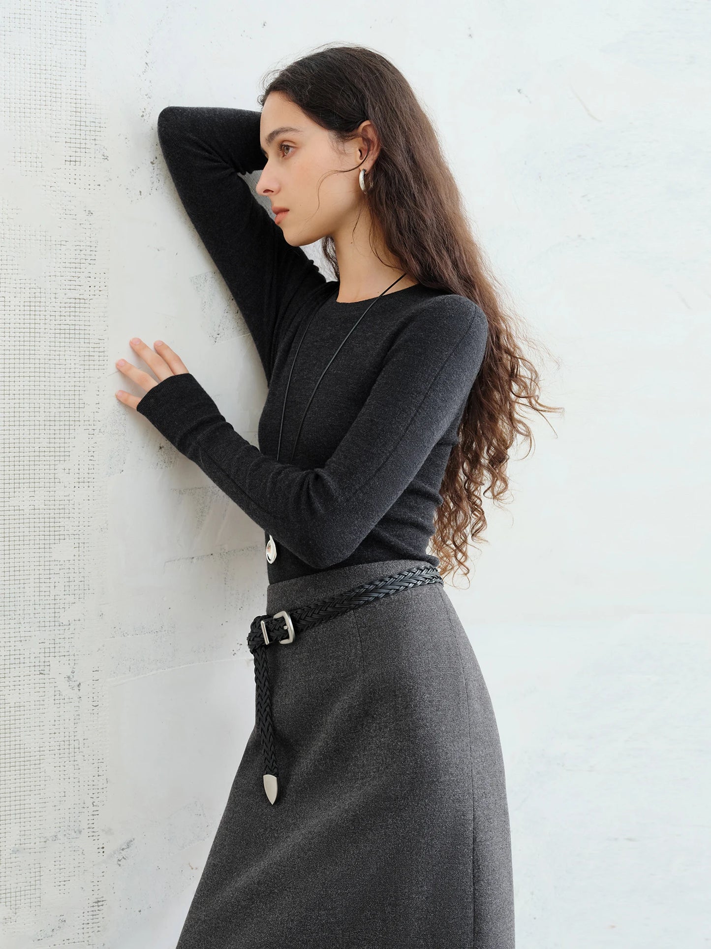 FSLE【Premium Series】German Biella Wool Autumn Super Fine Washable Seamless One-Piece Mock Neck Thermal Base Layer Shirt Women