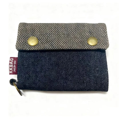 Women's Handmade Fold Fabric Wallet Simple Color Contrast Short Zipper Purses Cartoon Coin Purse Card Holder Key Organizer