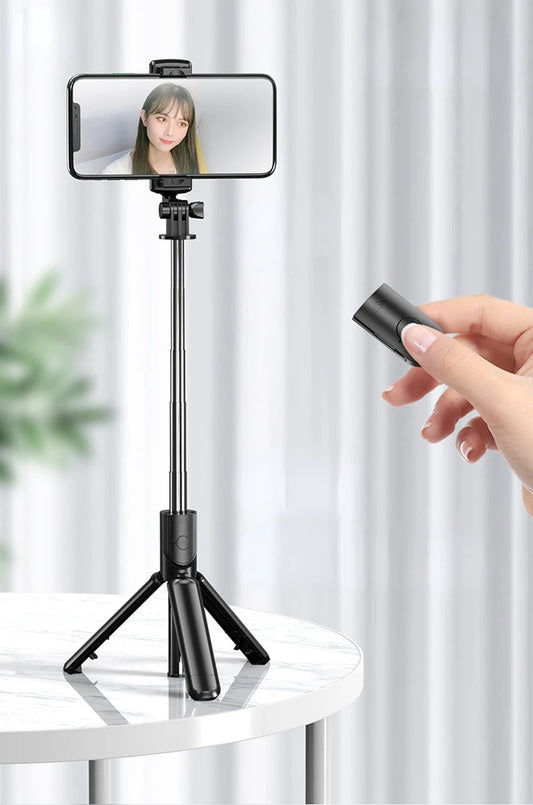 Bluetooth Selfie Stick Tripod with Remote – Compatible with iPhone & Android