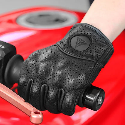 Mens Women 4 Season Driving Supertech Black/White Motorcycle Leather Gloves Racing Glove Motorbike Cowhide Race Bike Knight