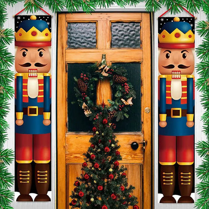 Merry Christmas Door Banner Decoration 2025 Christmas Decor for Home Xmas Hanging Ornaments Navidad Noel Gifts New Year 2026