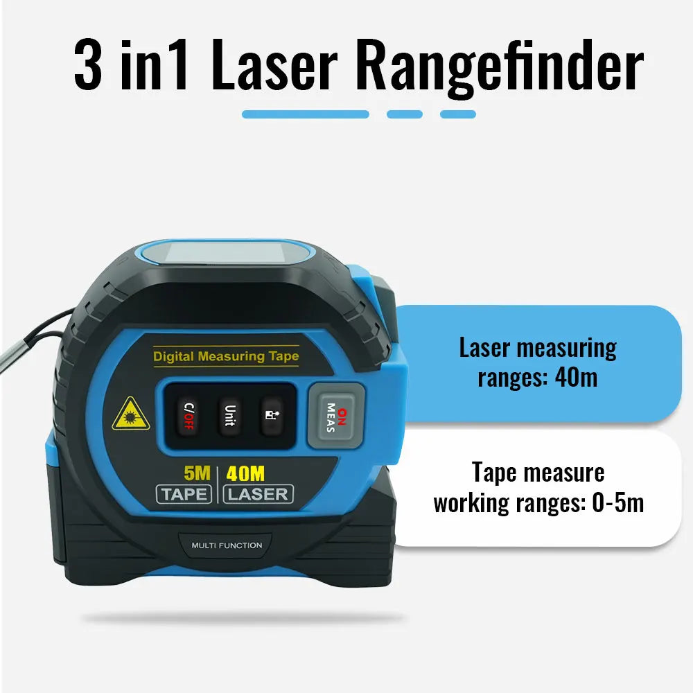 Laser Tape Measure 3 In 1 Digital Tape Measure High Precision Laser Rangefinder Steel Tape Measure High Elasticity