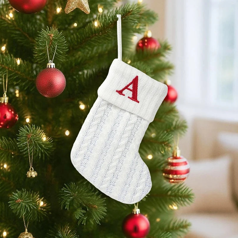Christmas Socks Knitting Snowflake Letter Stocking Christmas Decoration For Home 2025 Xmas Tree Ornament Gift Navidad Natal 2026