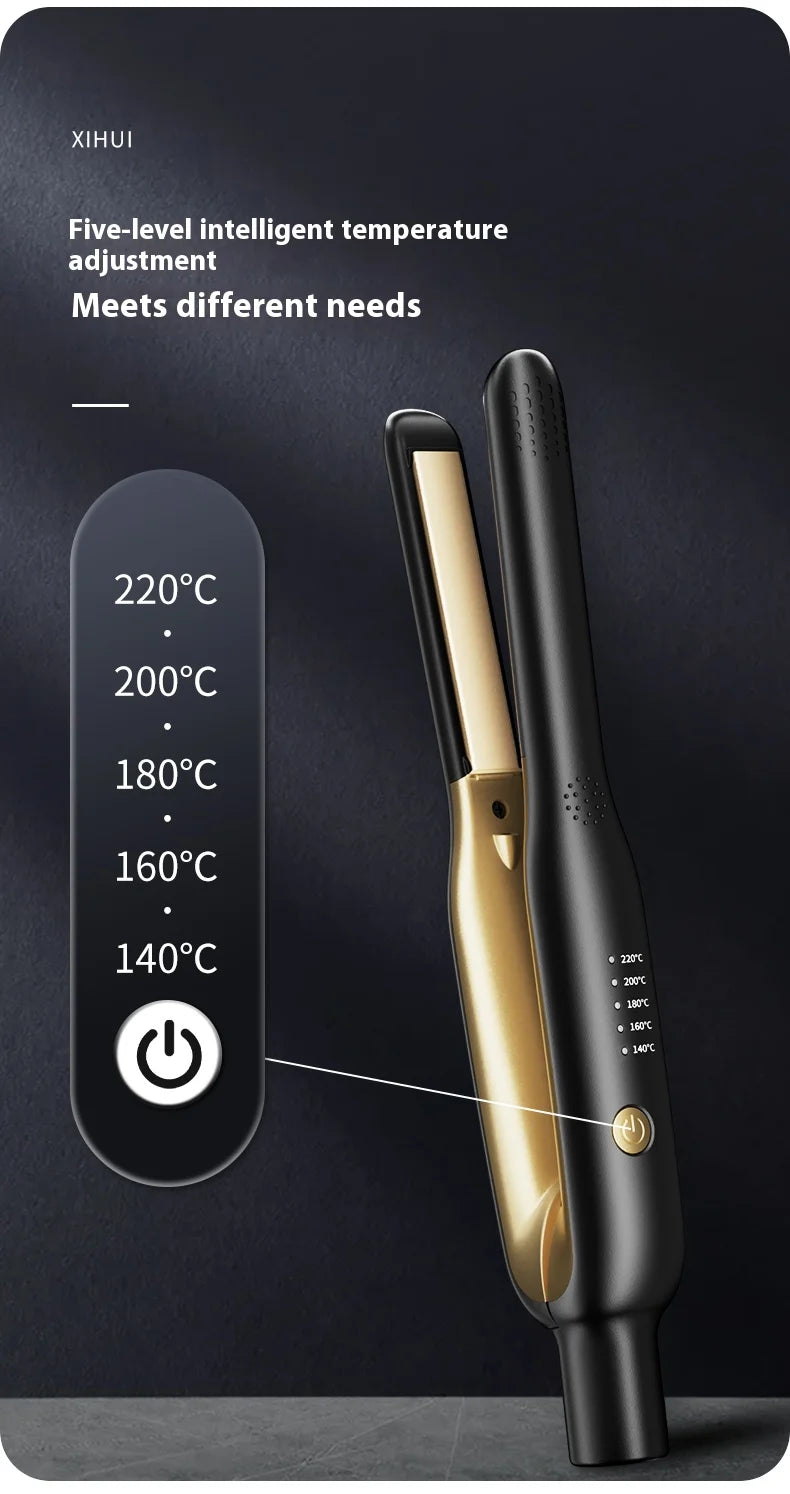 2-in-1 Mini Hair Straightener & Curler - Ceramic Fast Heating 140-220°C - Portable Flat Iron for Short Hair Travel Styling