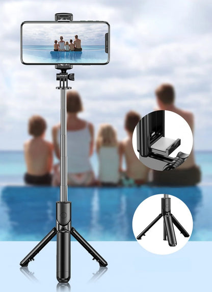 Bluetooth Selfie Stick Tripod with Remote – Compatible with iPhone & Android
