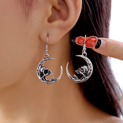 Halloween Skull Skeleton Drop Earrings for Women European and American Gothic Ghost Spider Web Dangle Earrings Punk Jewelry Gift