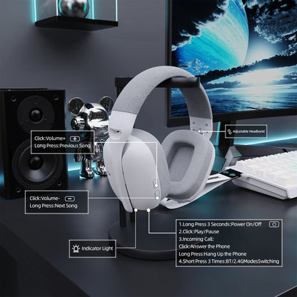 Attack Shark L80Pro Gaming Headphones 2.4G Bluetooth Connection Mode,Dual-microphone Design,Ultra-light Body,Soft Ear Cups