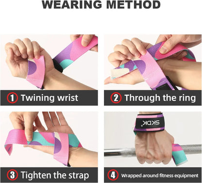 2Pcs Weightlifting Wrist Straps Strength Training Adjustable Non-slip Gym Booster Bands Fitness Lifting Support Sports Grip Band