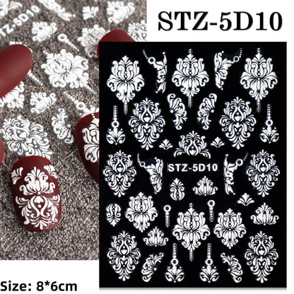 Cute Deer Christmas Nail Stickers 5D Embossed Elk Star Gingerbread Man Snowflake Santa Claus Holly DIY Winter Engraved Manicure*