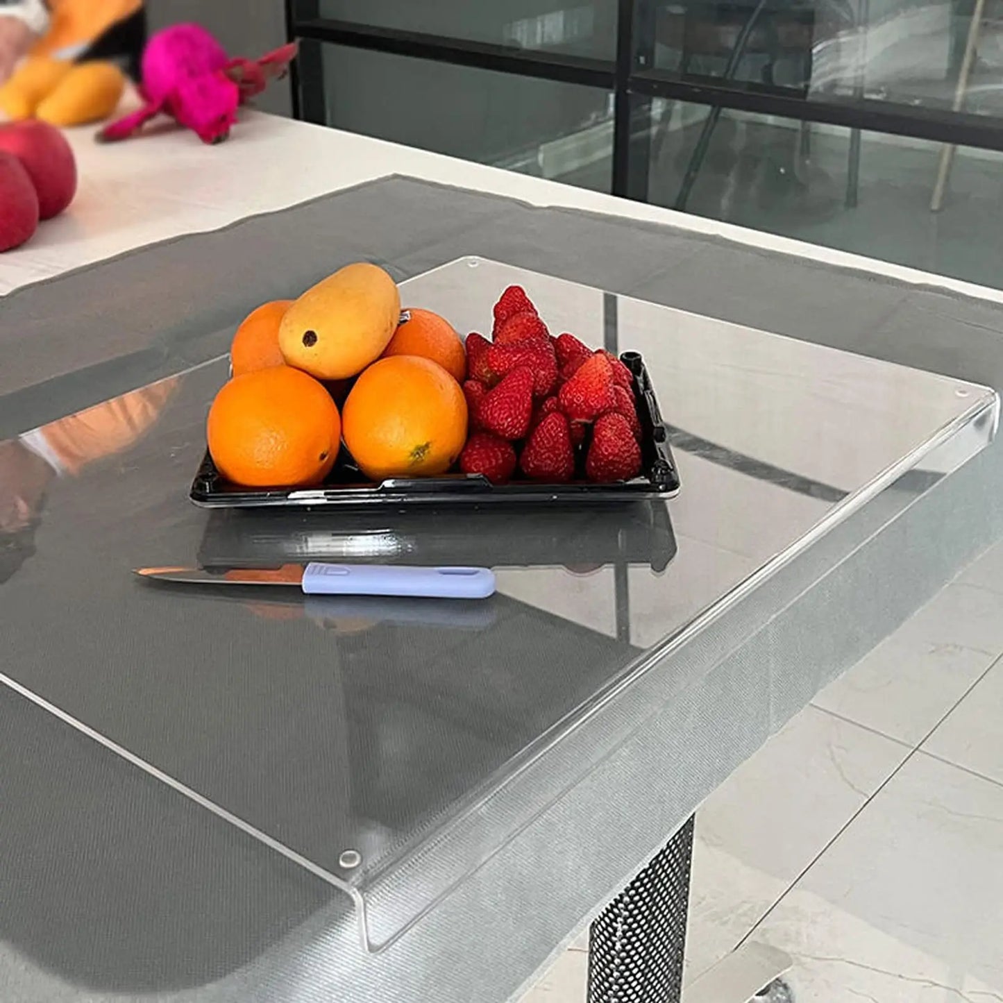 Acrylic Cutting Board with Lip – Non-Slip Transparent Counter Protector