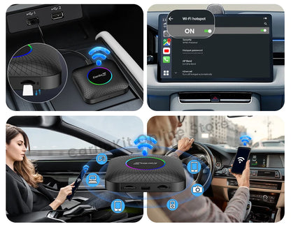 Carlinkit Android 13 Tv Box LED 8+128GB CarPlay Wireless Android Auto Wireless Adapter Support Youtube Netfilx IPTV Spotify GPS