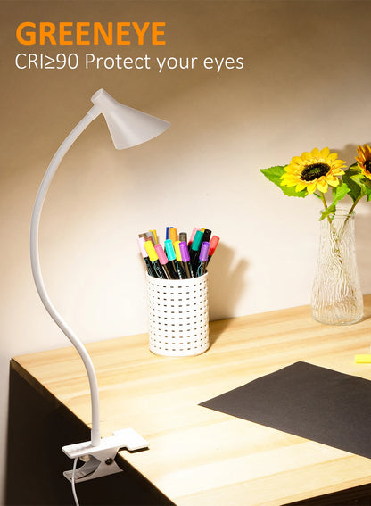 Reading Light, USB Clamp Lamp for ChildReading Book in Bed at Night, LED Small DeskLamp with Adjustable Gooseneck Clip