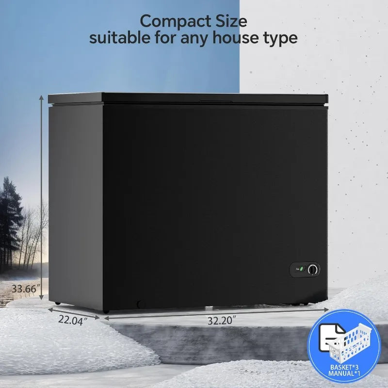 Kismile 7.0 Cubic Feet Chest Freezer with 3 Removable Basket, Free Standing Top Open Door Compact Deep Freezer with Adjustable