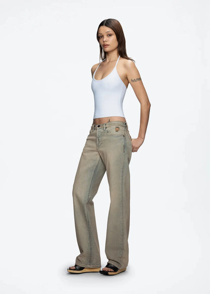 Tank Baby Blue Thin Strap Halter Small U-Neck Vest White Sexy Women's Summer Short Top