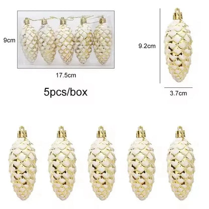 5Pcs Christmas Painted Pine Cone Balls Hanging Pendants Merry Christmas Tree Decoration for Home Xmas Ornament Gift 2024/2025