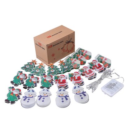 LED Christmas Tree Snowman Snowflake LED String Lights Home Window Ornament Lamp For New Year Party Garden Decoration