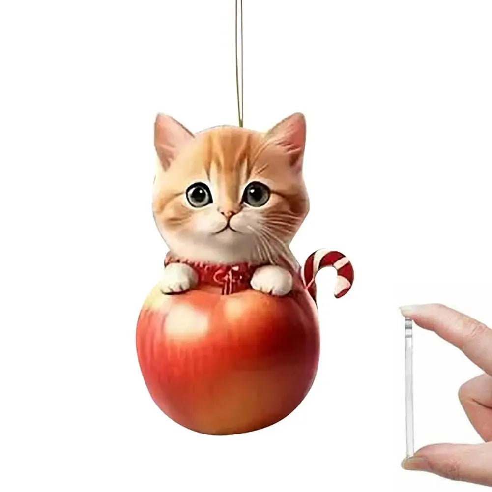 2D Acrylic Christmas Tree Hanging Ornaments Cat Shaped Pendants Christmas Decorations For Home Xmas Gifts New Year 2025 S1A4