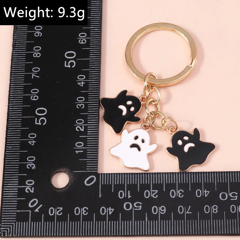 Aihua Gold Color Fashion Halloween Keychain Enamel Creepy Ghost Spider Mummy Pumpkin Keychains Keyring for Women Halloween Night