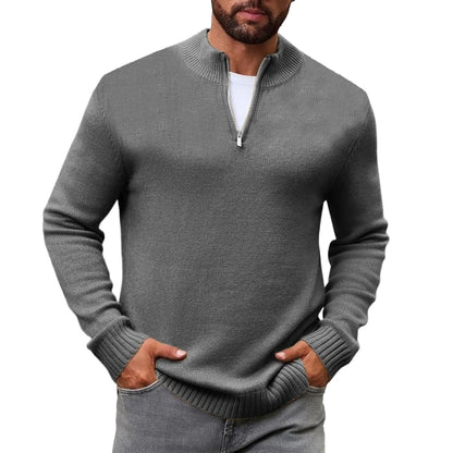 Men's Quarter Zip Sweater Knit Sweater Mock Neck Polo Sweater Casual Pullover Sweate Winter Warm Long Sleeve Polo Sweaters