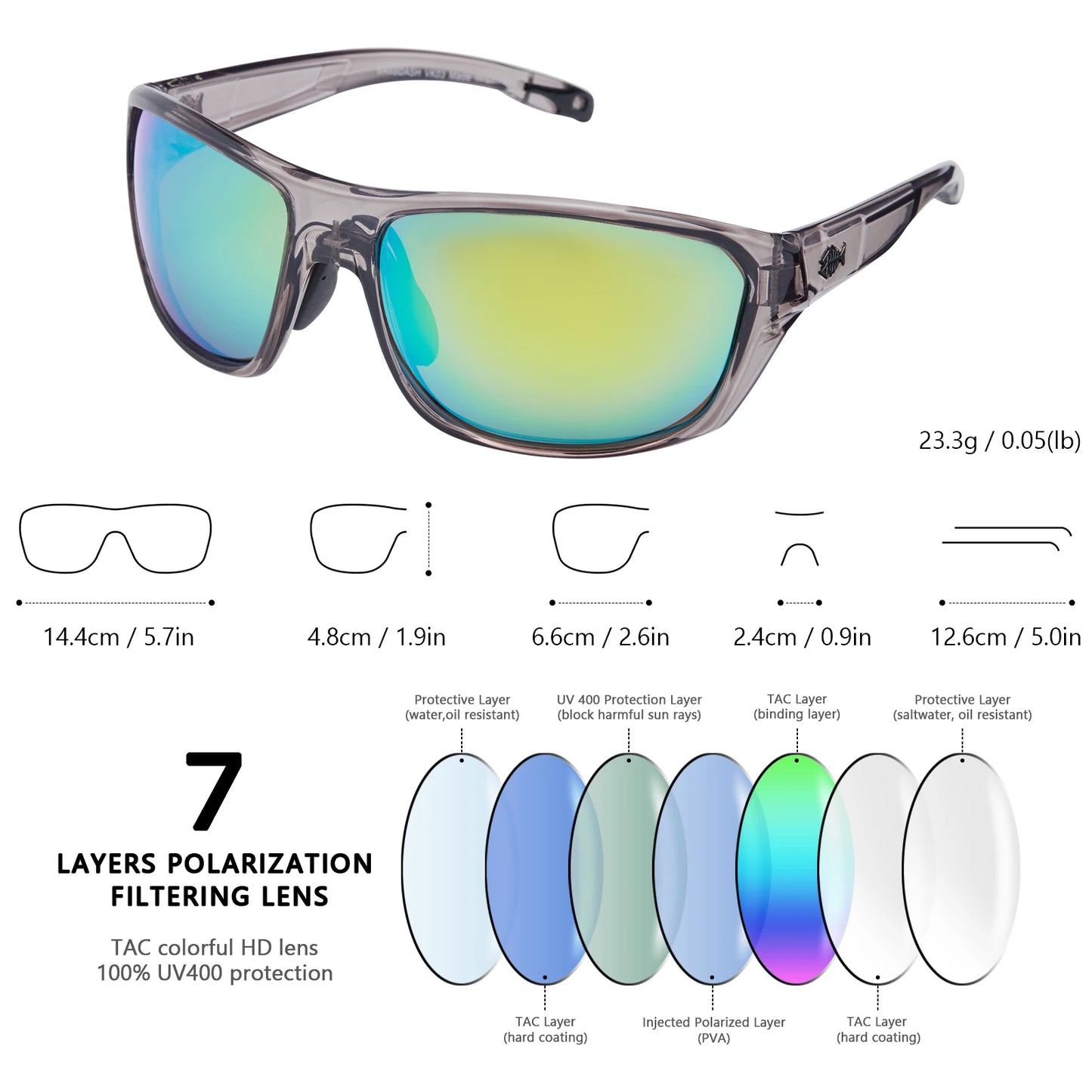 Bassdash Polarized Sports Sunglasses for Men Women Fishing Driving Hiking UV400 with Lightweight TPX Unbreakable Frame