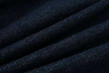 TRAFZA Women Vintage Denim Jacket Single Breasted Lapel Long Sleeve Coat With Pockets Dark Blue Denim Jacket Fashion High Street