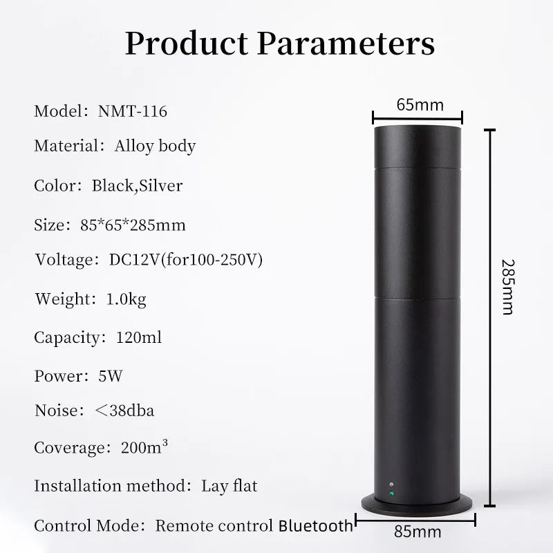 Aroma Diffuser 360 Scents Up To 600 Sq Ft Column Perfume Air Purifier Metal Material 120ML Capacity Freshener Mini Pro Scent