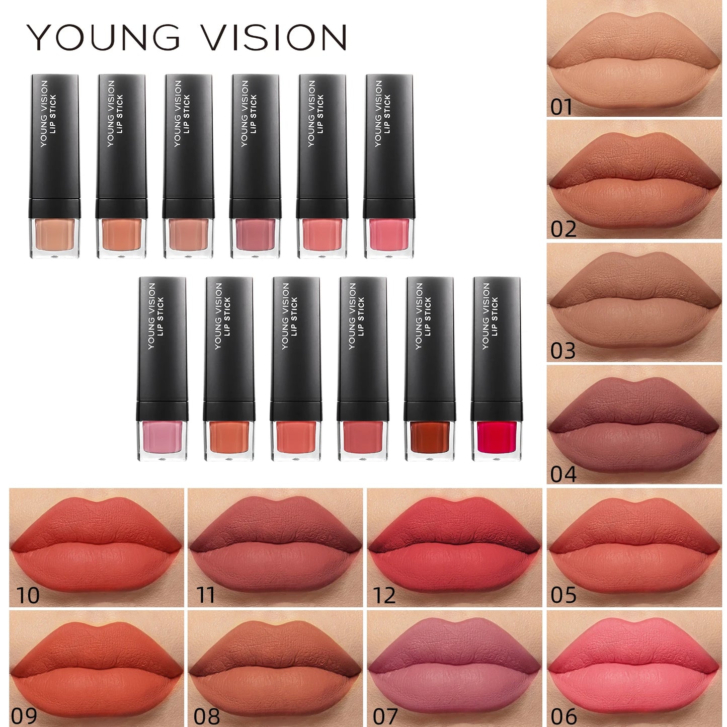 6 pcs /set matte lipstick gift box set non stick cup lipstick velvet moisturizing lipstick