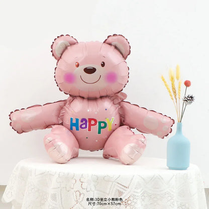 Birthday Cake Balloon with Base Standing Foil Balloon Cute Cake Balloon Kids Boy Girl Birthday Party Decor Supplies Baby Shower