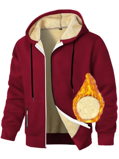 Animal Game Outdoor Hoodies for Men Fleece Ski Jackets Sherpa Lined Climbing Hooded Zipper Jacket Thick Streetwear Cycling Coats
